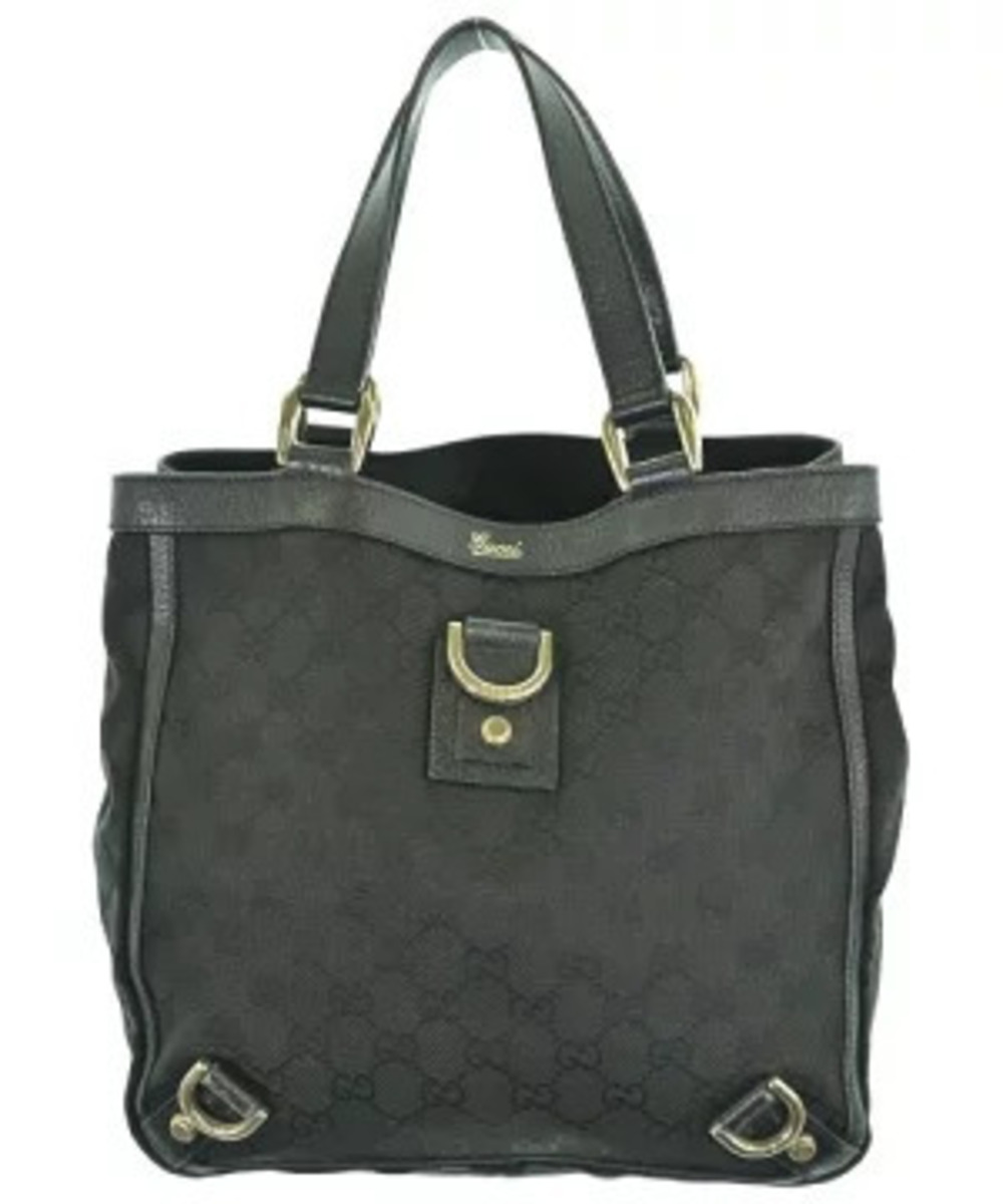 Gucci Abbey GG Ring Tote black canvas leather Black